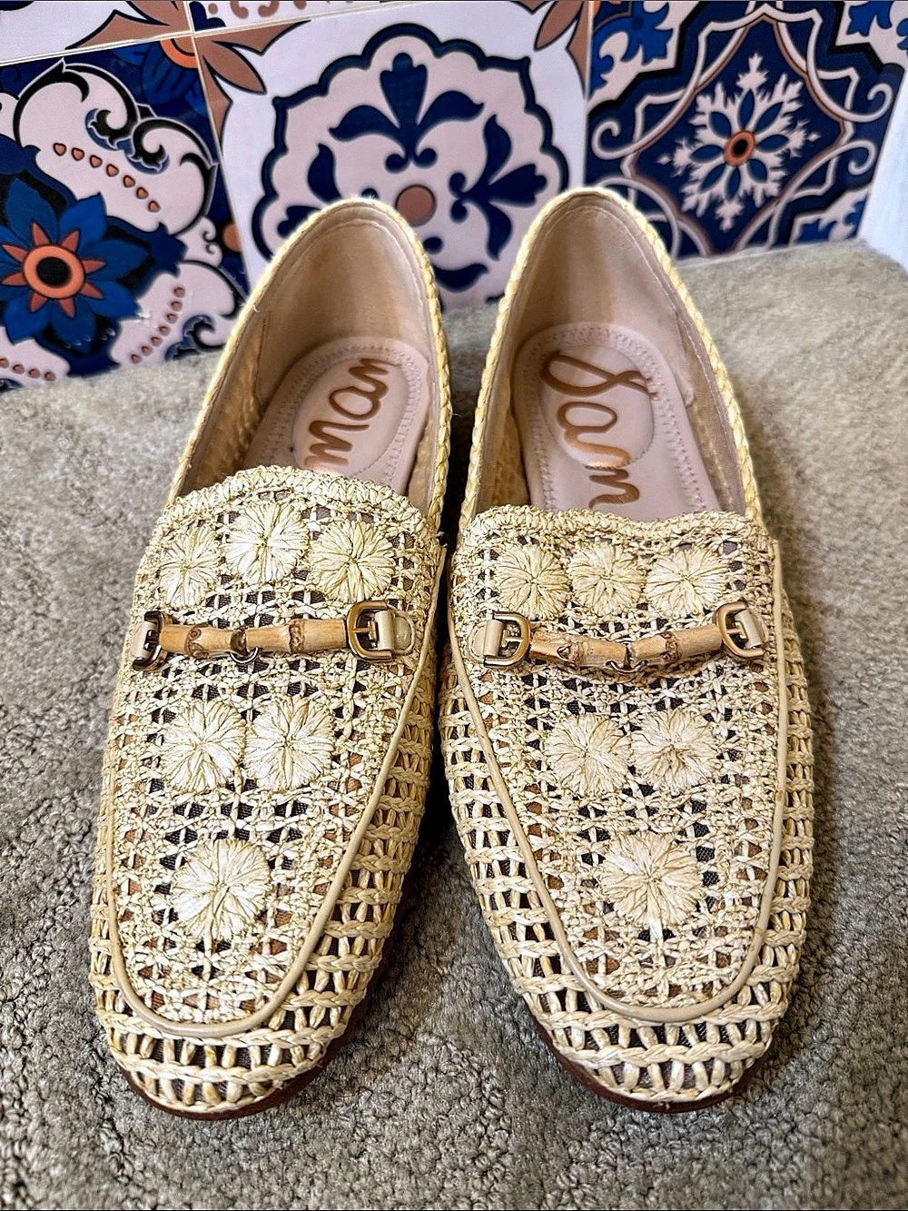 Sam Edelman Loraine Weave Bit Loafer Gold & Brown US 7